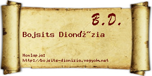 Bojsits Dionízia névjegykártya